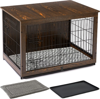 住宅装飾用家具用の現代風の2ドア木製犬用箱 81*55*67cm