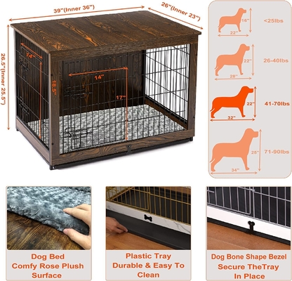 住宅装飾用家具用の現代風の2ドア木製犬用箱 81*55*67cm