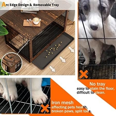 住宅装飾用家具用の現代風の2ドア木製犬用箱 81*55*67cm