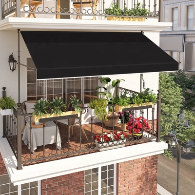 300x130cm ポリエステル 布 外部 バルコニー 固定 鉄枠 灰色/黒